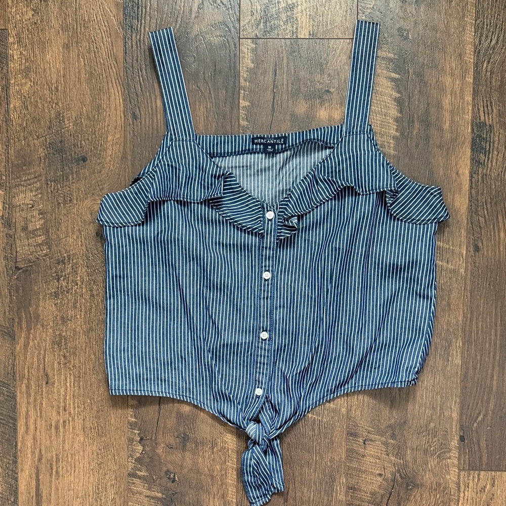 J. Crew Mercantile Striped Blue Sleeveless Top
